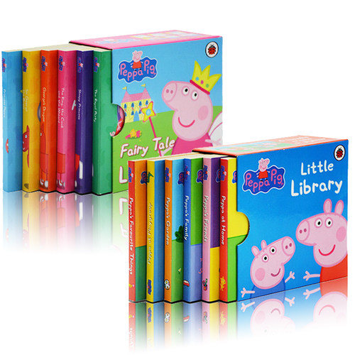 手掌书 小猪佩奇日常生活+经典童话 12册纸板书 英文原版绘本 Peppa Pig little Library 儿童启蒙纸板书 粉红猪小妹玩具书