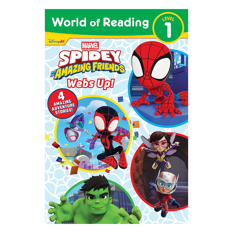 预售 英文原版 World of Reading Spidey and His Amazing Friends: Webs Up! 蜘蛛侠和他的神奇朋友 4个故事合辑 漫威阅读世界
