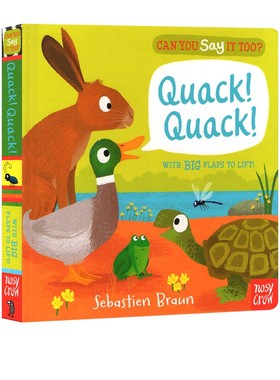 英文原版绘本 Can You Say It Too? Quack Quack 自然动物 你也可以这样说吗 重复句型 儿童英语启蒙纸板翻翻操作书 大嘴鸟