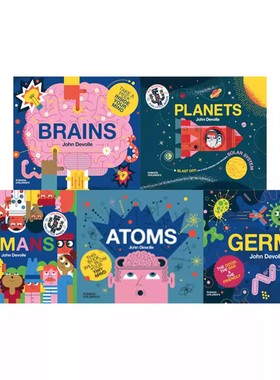 预售 英文原版 小脑袋大科学 5册 绘本合售 Humans/Brains/Germs/Planets/Atoms 儿童知识科普启蒙 全彩图画书 John Devolle