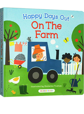 英文原版 Happy Days Out On the Farm 儿童益智早教 趣味翻翻洞洞纸板书