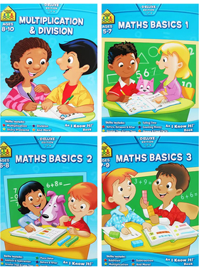 5-10岁数学练习4册 School Zone I Know It Workbook 入学准备小学数学 Maths Basics Multiplication and Division 英文原版