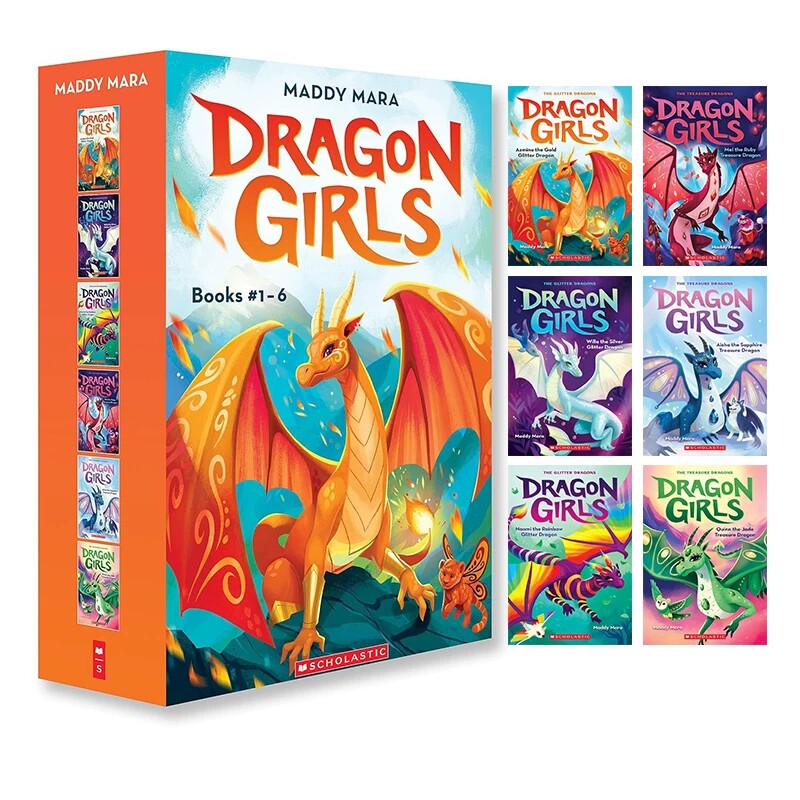 预售 英文原版 Dragon Girls Box Set Books 1-6 6册盒装 龙之女 儿童友谊桥梁章节小说 女生魔幻冒险故事 英语课外阅读读物 学乐