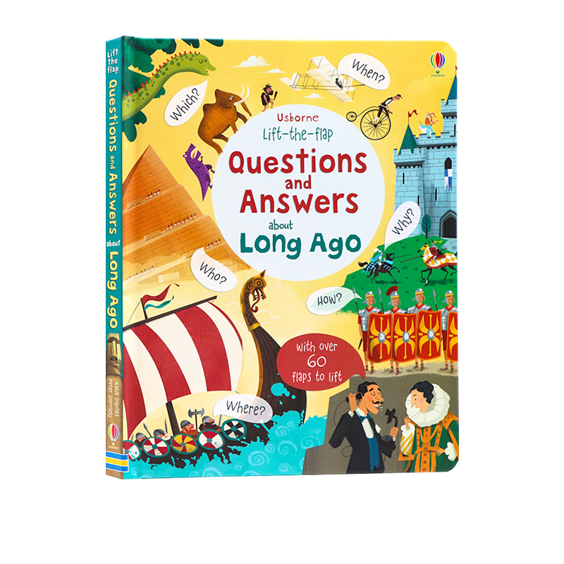 Usborne 英文原版 Lift the flap Questions and Answers about long ago 你问我答科普翻翻书系列 历史 趣味纸板翻翻书 尤斯伯恩
