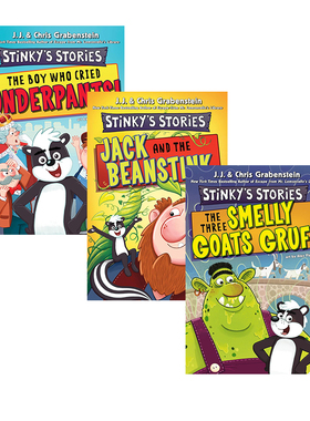 英文原版 Stinky's Stories 臭小子的故事 儿童搞笑章节书 插图童话故事 Chris Grabenstein / JJ Grabenstein  25年新品