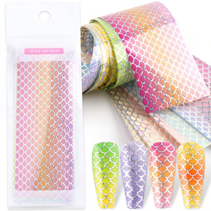 美跨境新款美甲星空纸ins鱼姬