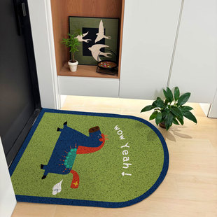 鹿小调原创马年入户门丝圈地垫半圆进门垫可爱耐磨防滑脚垫可定制