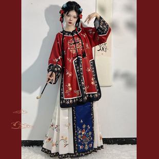 晚烟 晚清女装 清汉女服装 汉服马面裙套装 格格清朝古装 鼎尚原创