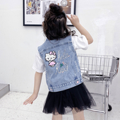 儿童马夹坎肩外套 宝宝中小童背心春秋款 女童牛仔马甲洋气韩版 童装