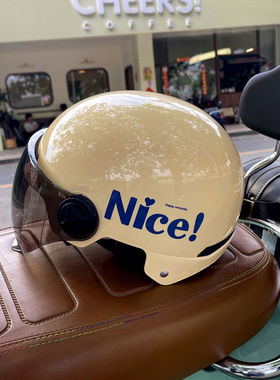 3c认证nice夏季电动车头盔简约英文电瓶车安全帽防晒防摔半盔男女