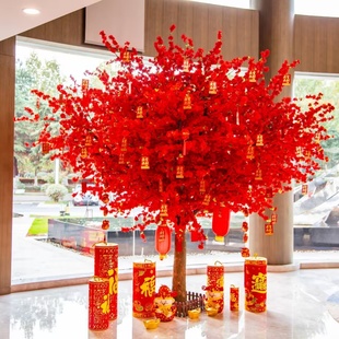 仿真许愿树大型网红树室内外装饰新年红包网红发财树元旦春节摆件