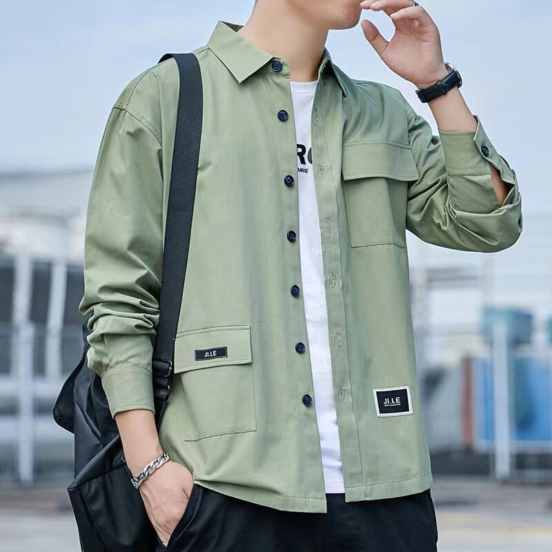 免烫长袖衬衫男新款宽松版商务休闲纯色衬衣潮流,男装衬衫,星座102C-1(原星座100)