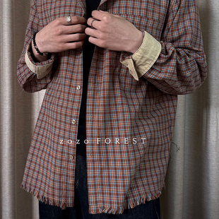 60支纯棉流苏破坏复古格子衬衫 ZOZO 悠游春日 3210 FOREST