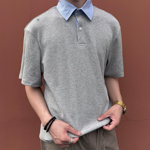 ZOZOFOREST格纹华夫格老钱POLO衫