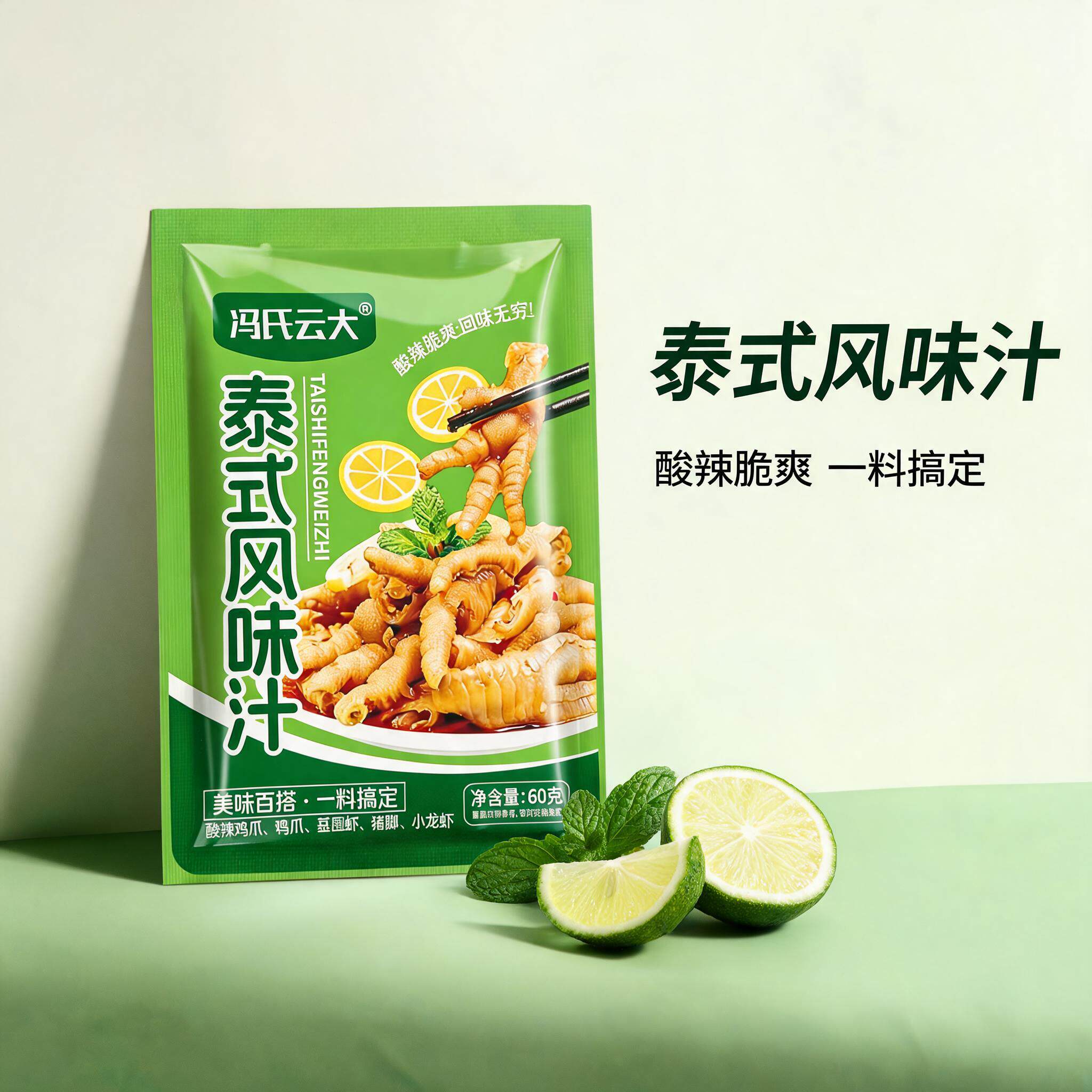正品泰式风味汁柠檬无骨鸡爪调料包酸辣凤爪料泡鸡脚家用只调料汁