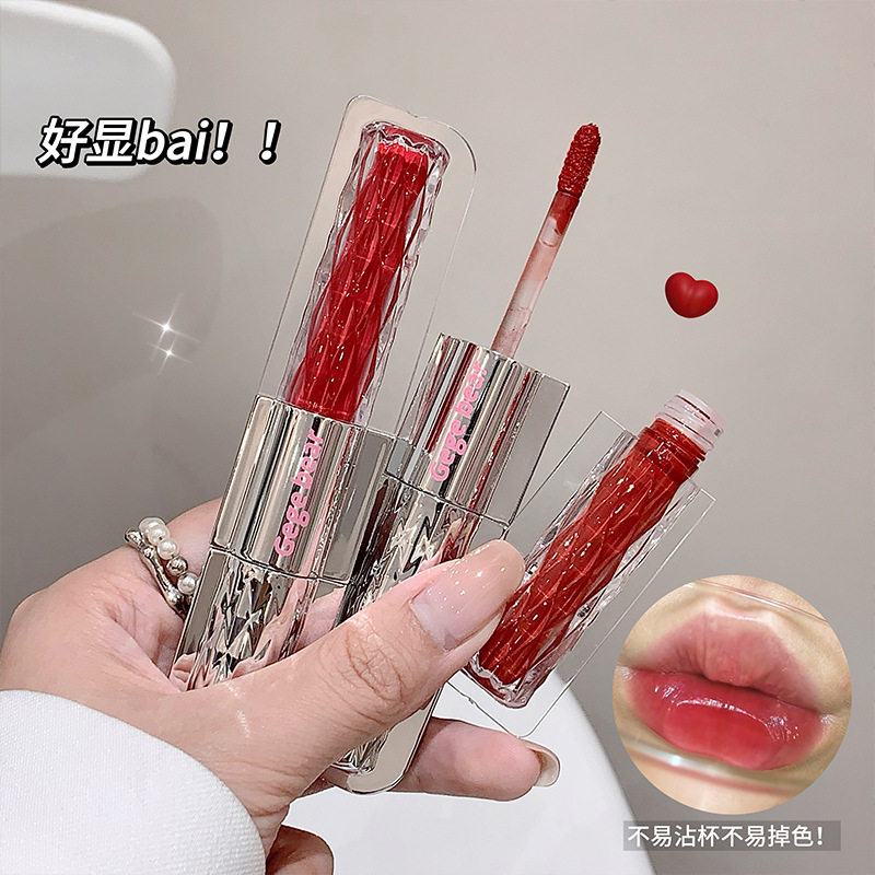 Gege bear 炫色双头唇釉水光镜面嘟嘟晶透素颜平价学生党唇釉