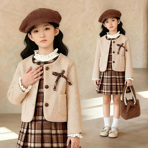 女童韩版套装2025秋冬季三件套潮