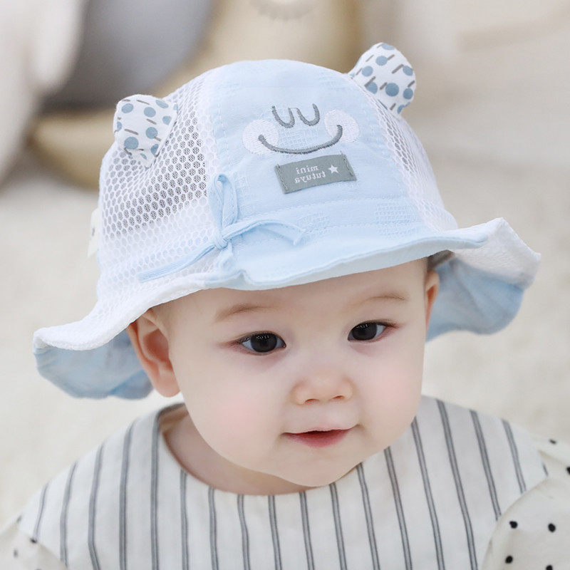 婴儿防晒帽婴儿夏季薄款网防晒帽子遮阳新生儿宝宝男女幼儿太阳帽