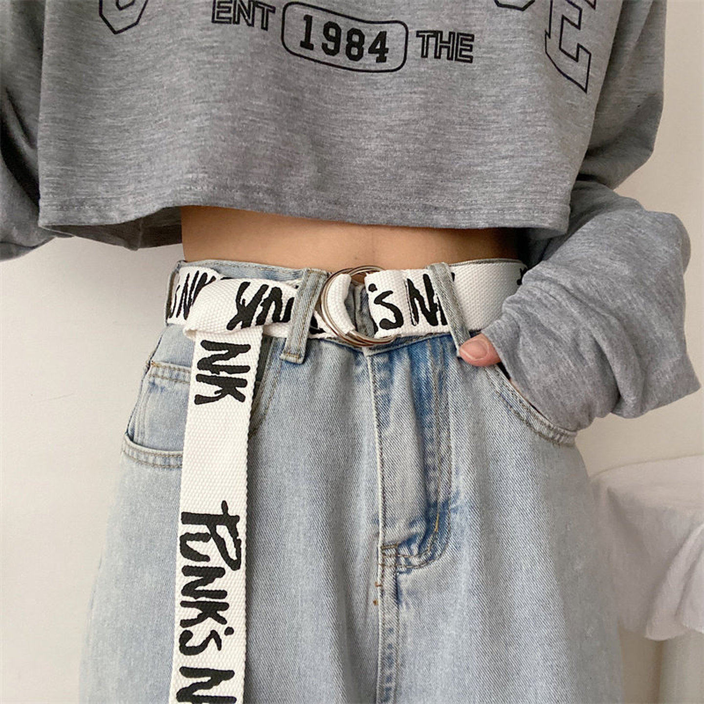 帆布腰带免打孔双环扣腰带女款皮带配牛仔裤带男生潮学生腰带