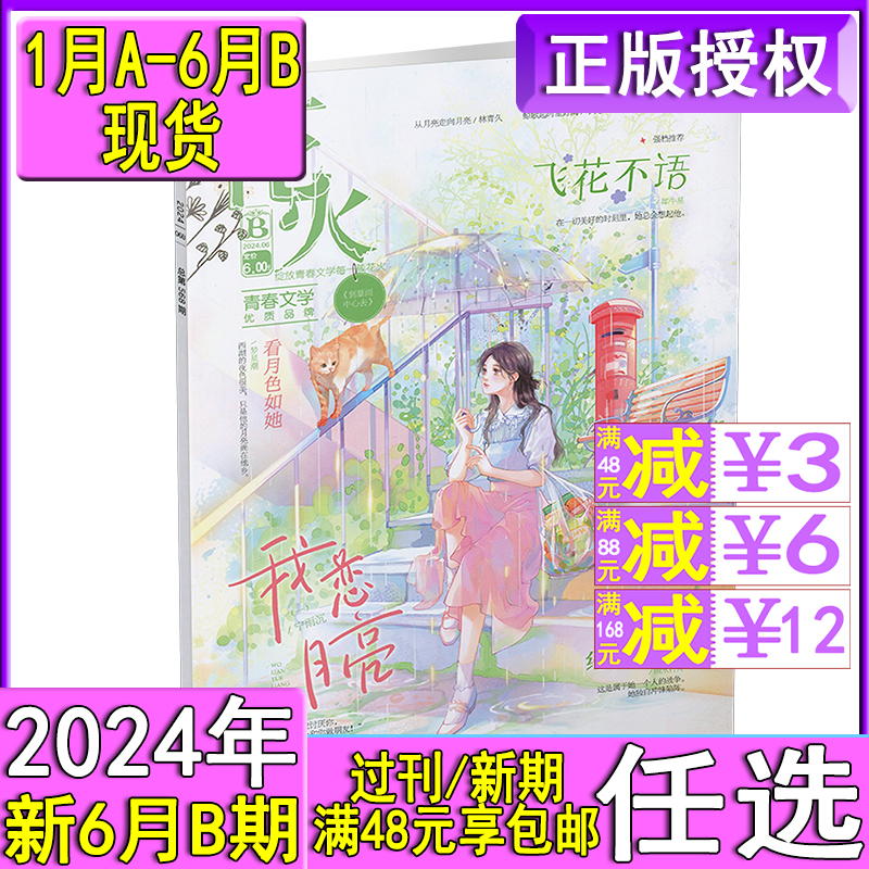 花火杂志2024年6B/6A/5B/5A/4B/3B/3A/2B/2A/1B/1A自选2023/2022年过刊1-12月打包清仓青春校园文学魅丽花火系列女生言情期刊6月A-封面