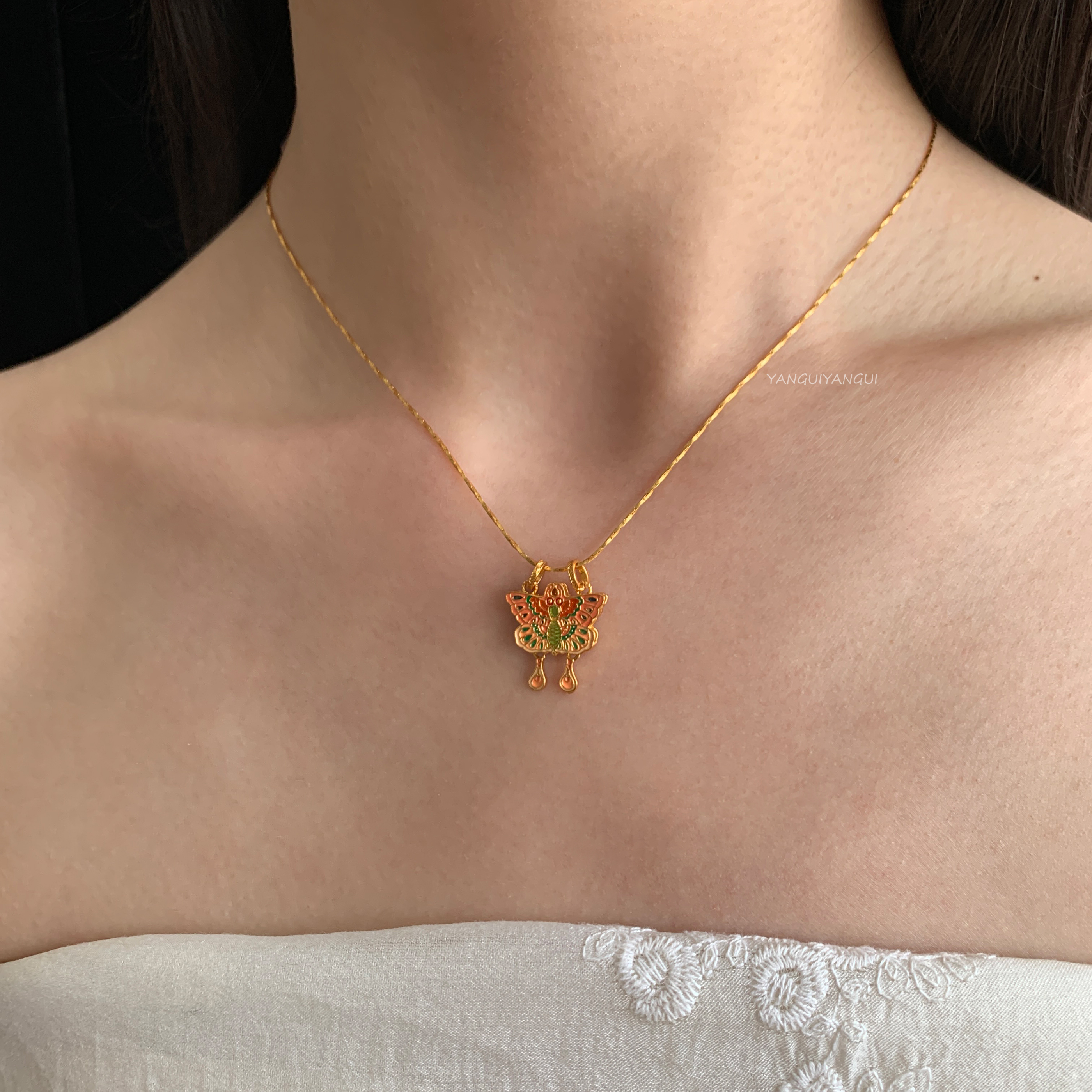 燕归春笋国风纯银百搭叠戴项链