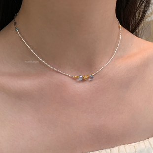 Yangui原创「天使之泪」国风新中式托帕石锁骨链纯银百搭轻奢项链