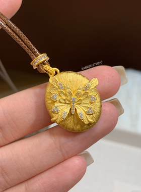 燕归金色驻蝶石国风足银锁骨链女