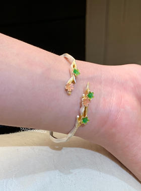 燕归花蔓烂国风新中式足银手镯女