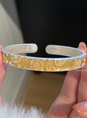 燕归满春国风足银999向日葵手镯