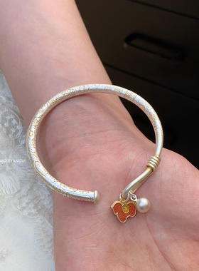 燕归马运国风描金足银百搭手镯女