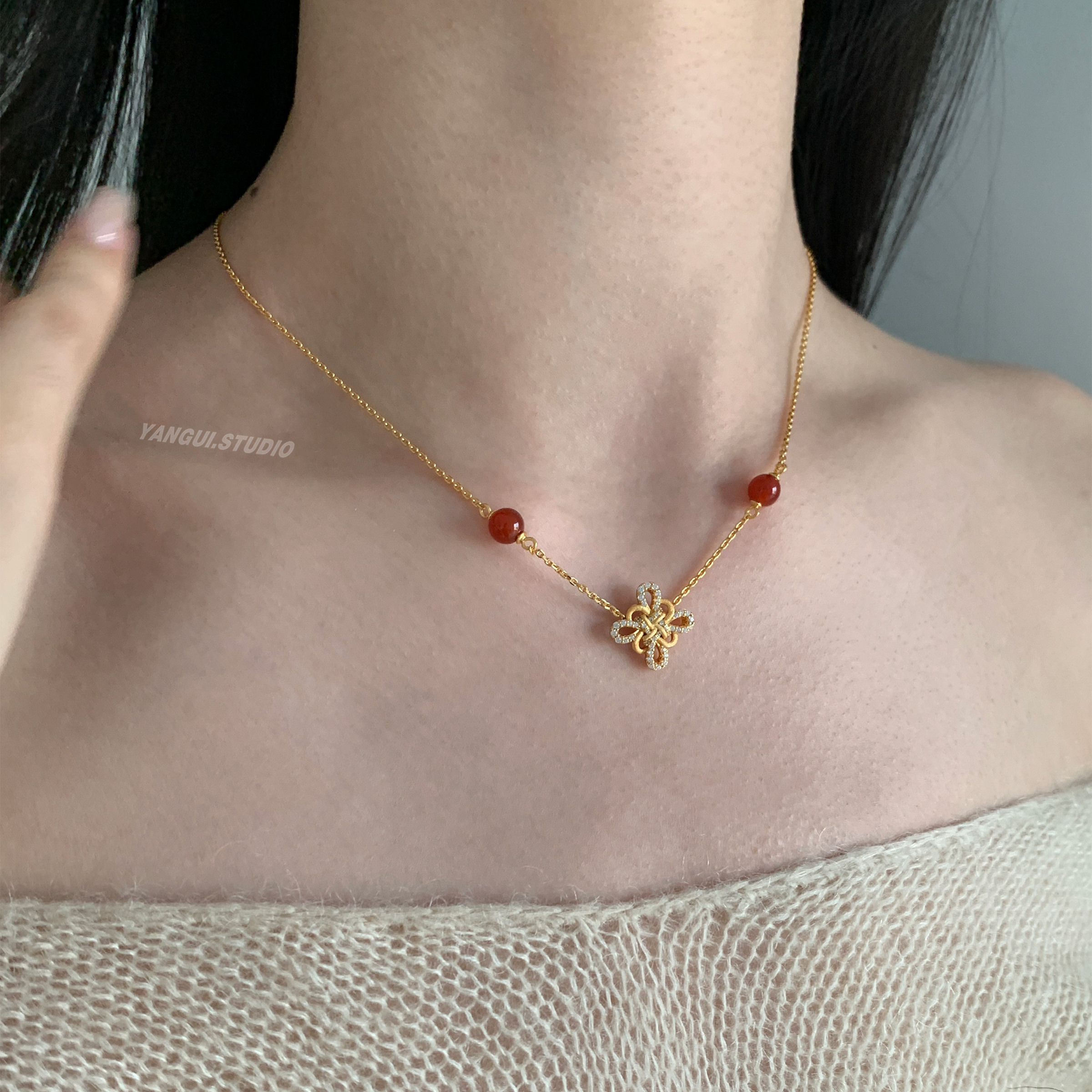 燕归中国结纯银925轻奢项链女