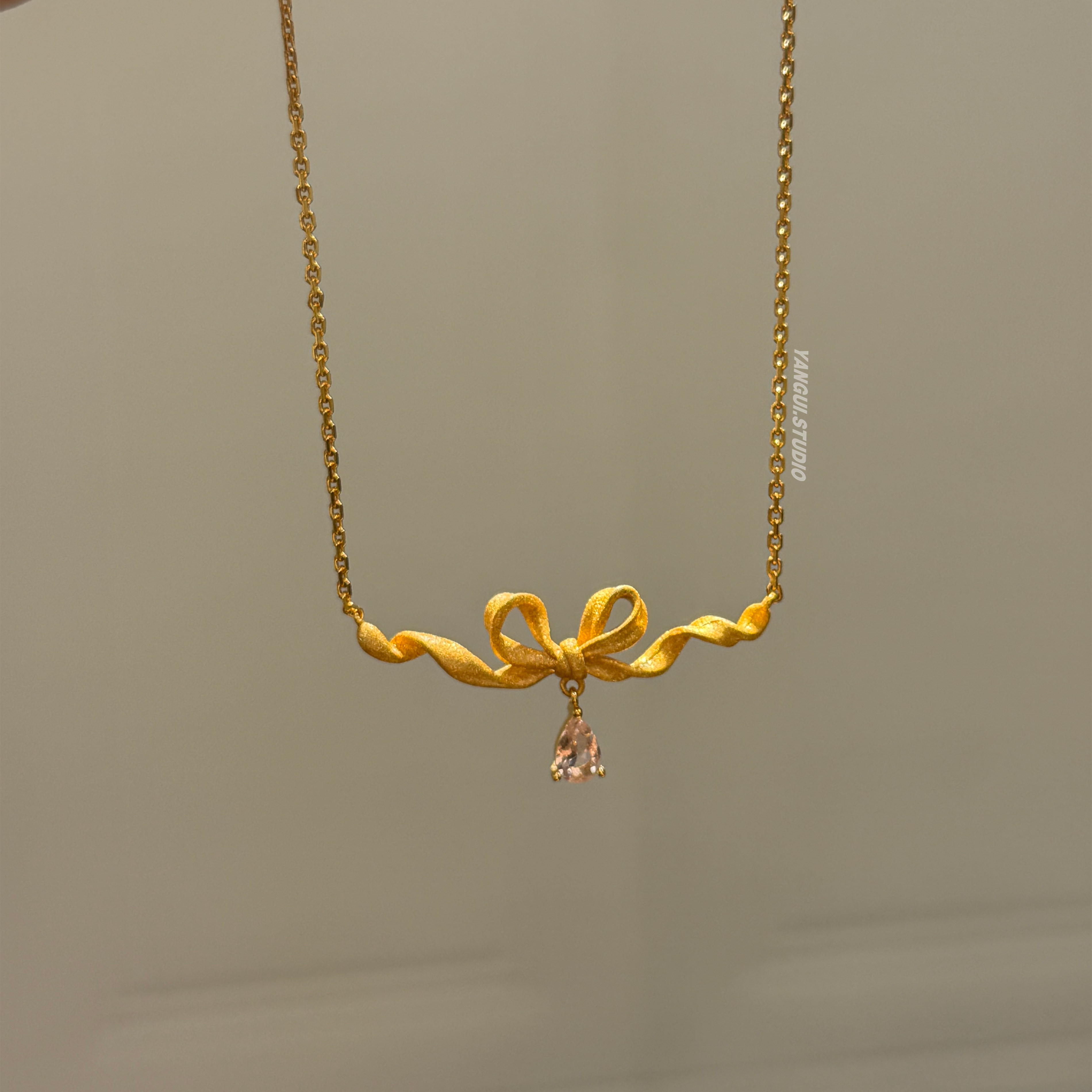 Yangui燕归「甜心金禧」国风时尚流行纯银925锁骨链蝴蝶结项链女