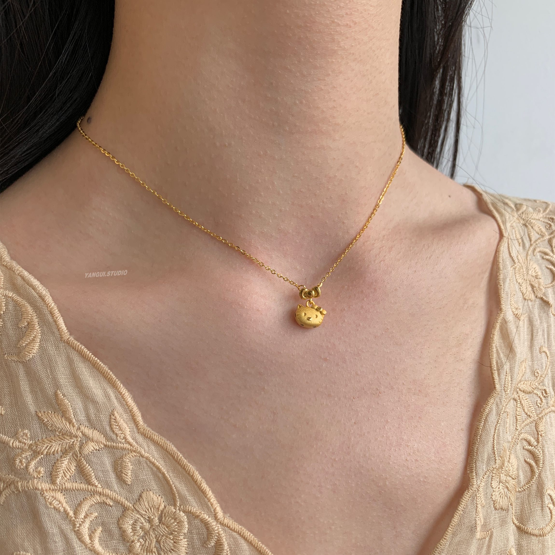 燕归嘻嘻猫足银百搭轻奢项链女