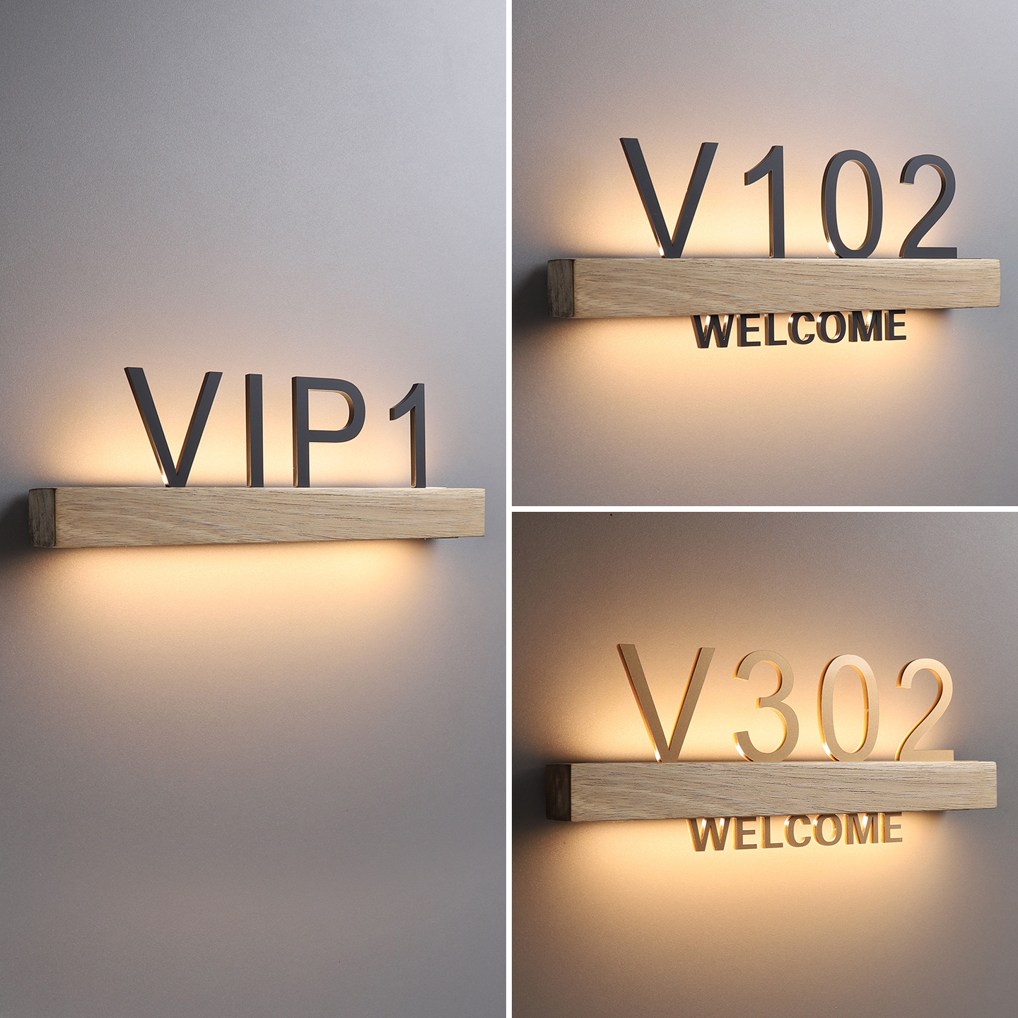 实木发光门牌美容院VIP贵宾室门号牌酒店公寓民宿客房门牌号茶楼
