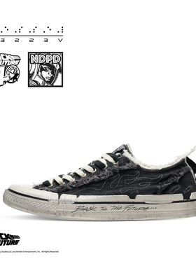 【2/5 12点限时发售】三方联名火焰裂痕帆布鞋做旧低帮男女同款