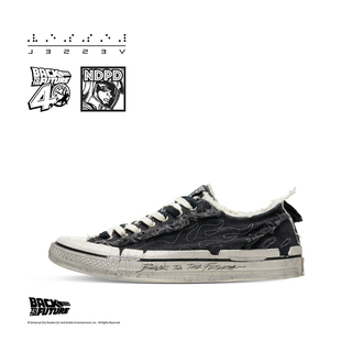 男女同款 xVESSEL三方联名火焰裂痕帆布鞋 做旧低帮鞋