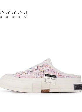 xVESSEL【林允同款】粗花呢系列半拖帆布鞋夏季休闲百搭