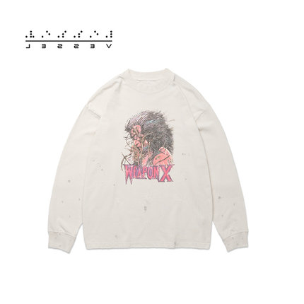 XVESSEL【漫威联名】金刚狼系列男女同款宽松长袖T恤