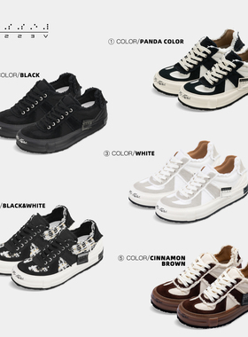 xVESSEL吴建豪同款黑尾德训鞋男低帮熊猫色增高板鞋帆布鞋女