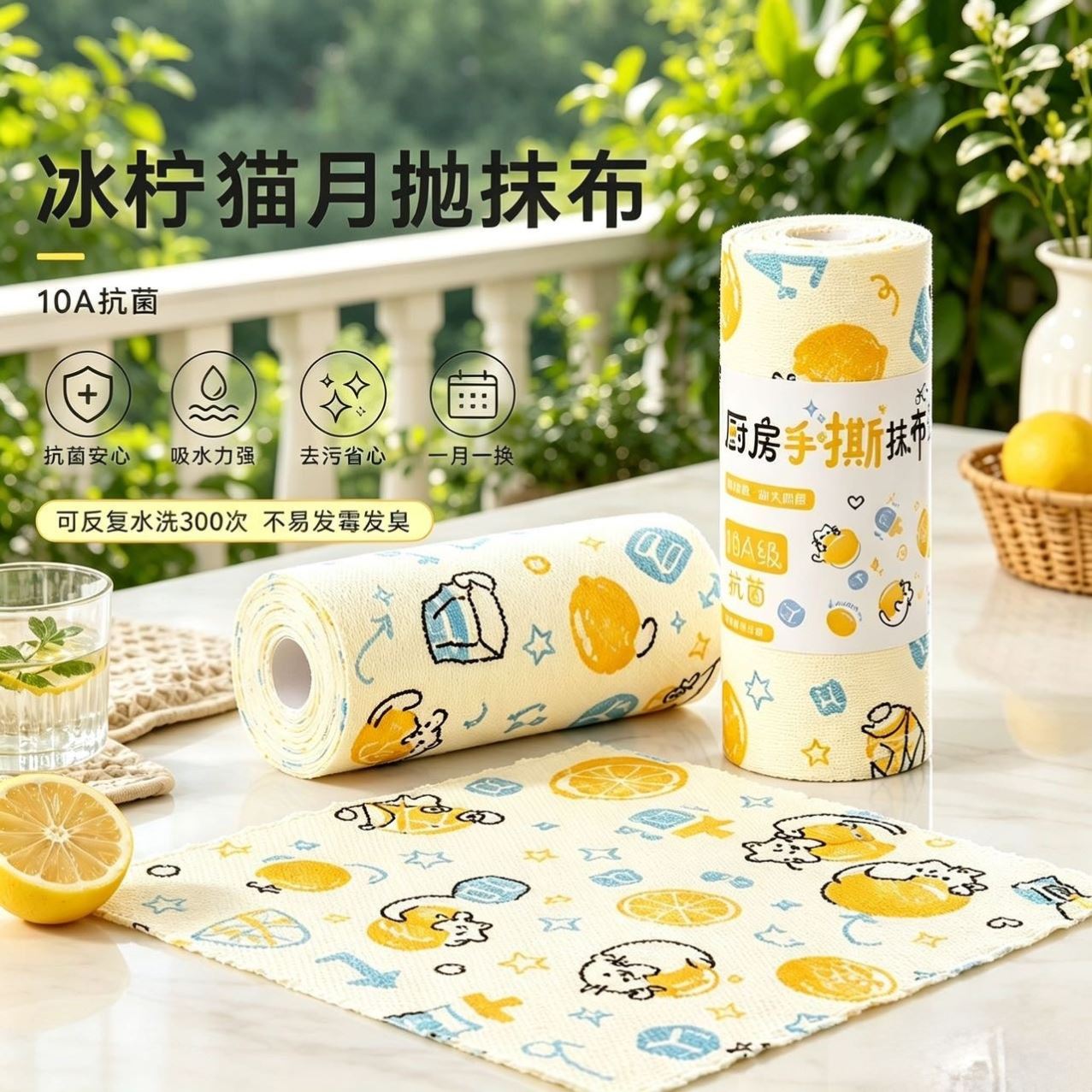 10A抗菌周抛撕撕乐懒人抹布干湿两用厨房专用加厚吸水洗碗布家用