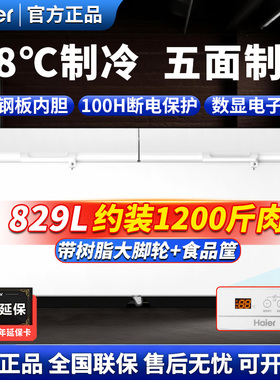 海尔冰柜商用429/519L大容量急速冻超低温卧式冷柜629/719/829L