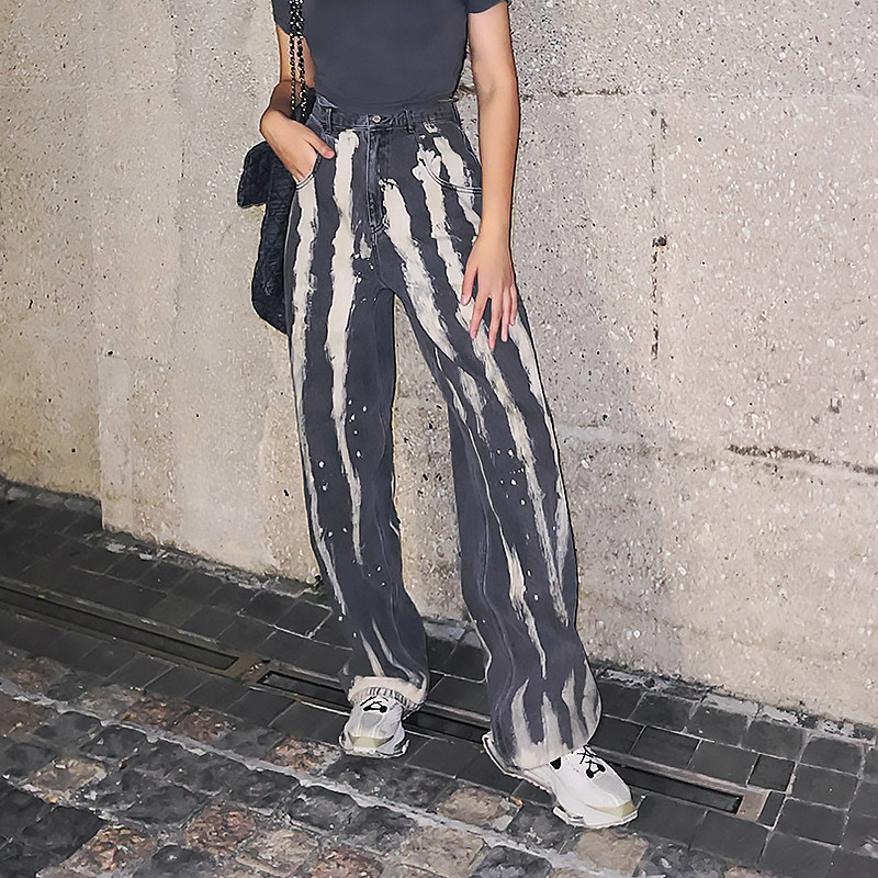 evenbuyer很会买 projectjoin 水流泼墨水洗丹宁直筒裤牛仔裤