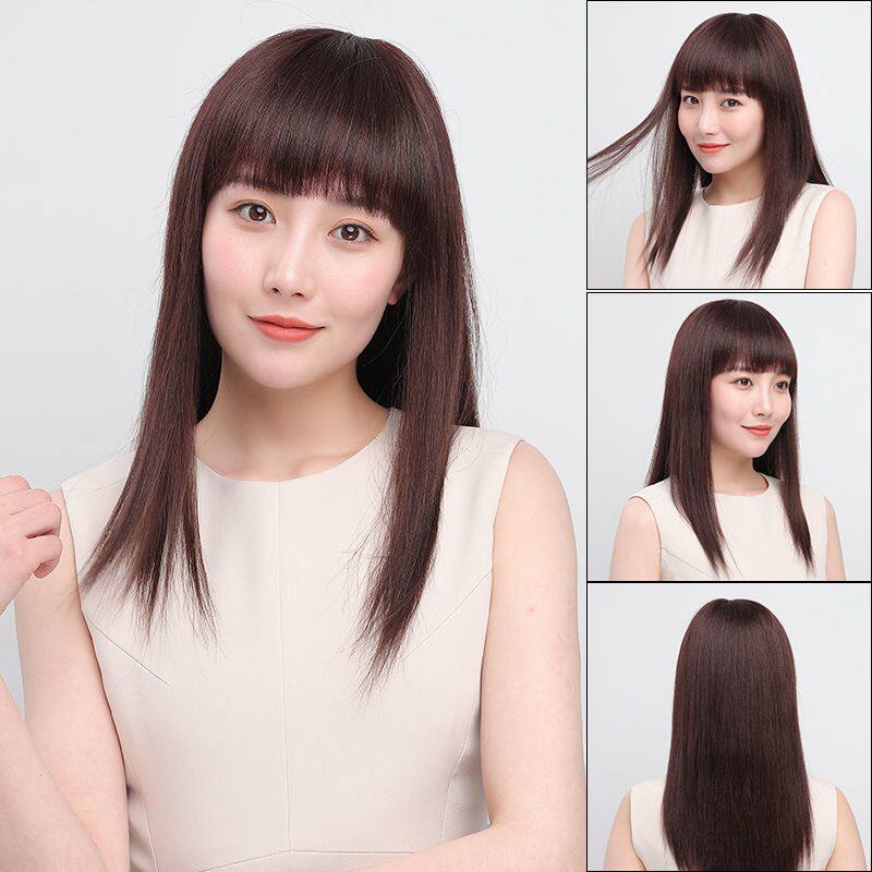 真发假发女长发圆脸长直发修脸显气质全头套顺直发型逼真透气发套