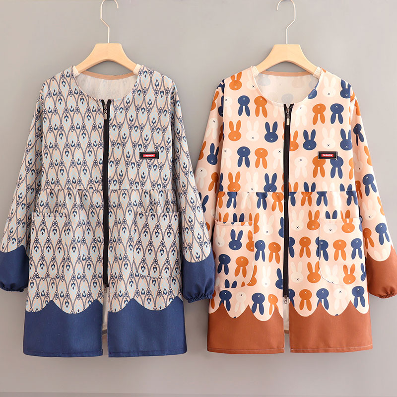 时尚洋气新款长袖外套罩衣耐磨帆布厨房家用女围裙工作服干活上班,家庭/个人清洁工具,围裙,淘宝优惠券,粉丝福利购,淘宝优惠卷