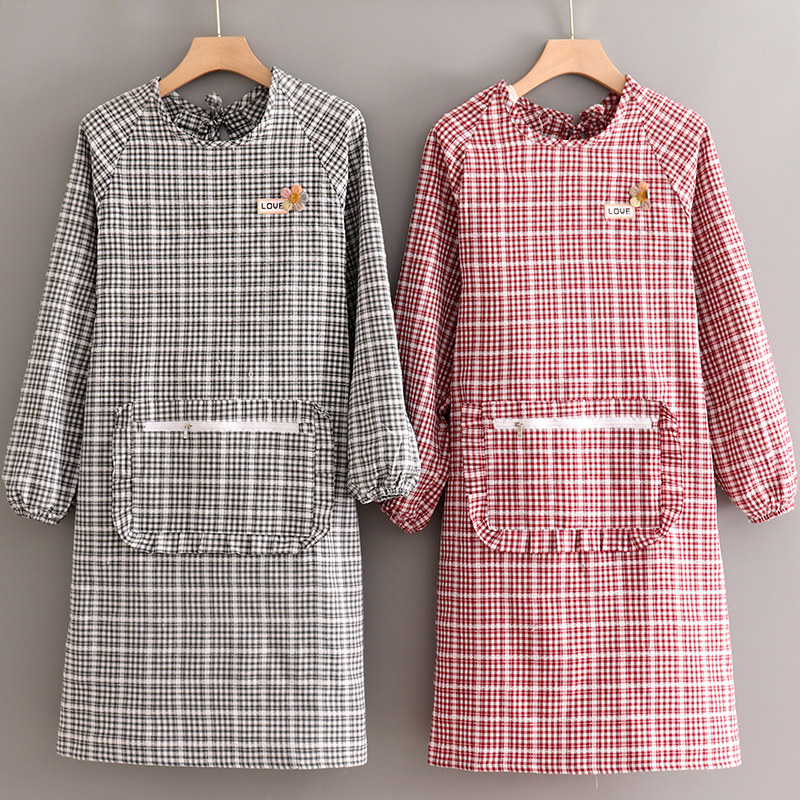 围裙长袖可爱女罩衣家用厨房日系做饭透气上班布料反穿工作服定制,家庭/个人清洁工具,围裙,淘宝优惠券,粉丝福利购,淘宝优惠卷