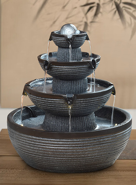 流水摆件循环喷泉招财风水球现代轻奢简约办公桌加湿器开 业送礼