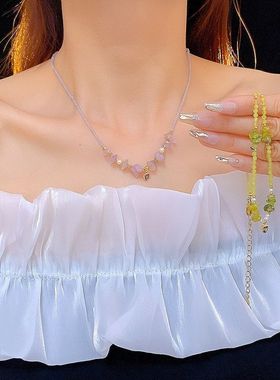 韩国小众橄榄石项链新国风气质