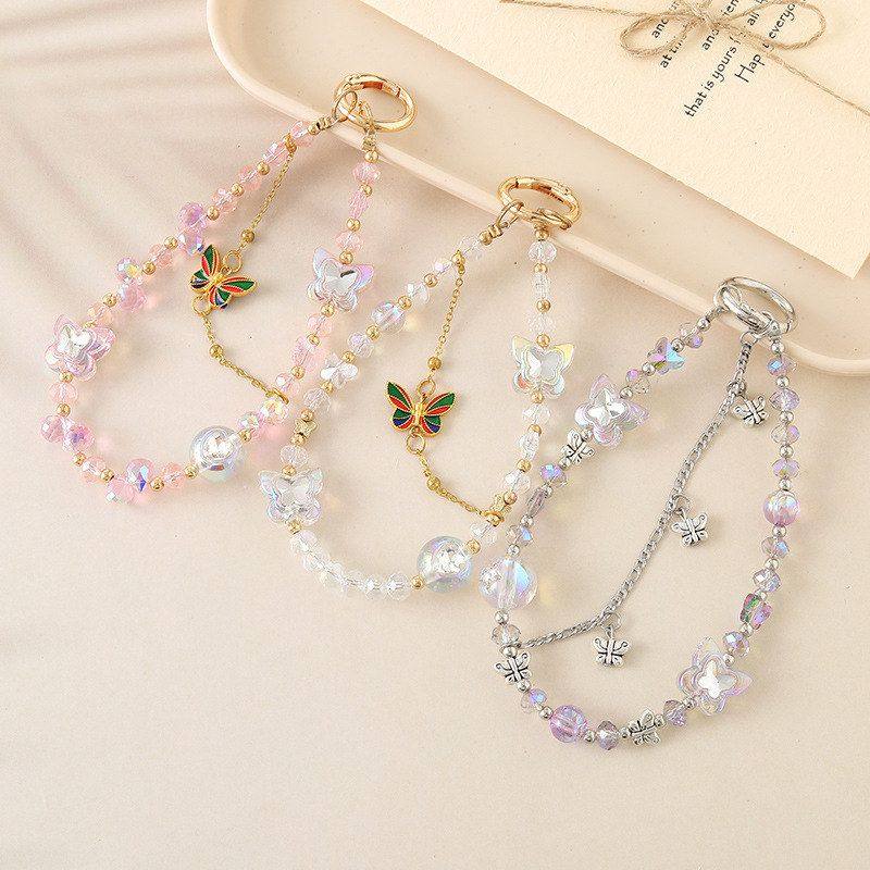 时尚轻奢镀彩串珠手腕式手机挂件ins高级感合金蝴蝶吊坠包包挂件,节庆用品/礼品,挂饰/生肖挂饰,淘宝优惠券,粉丝福利购,淘宝优惠卷