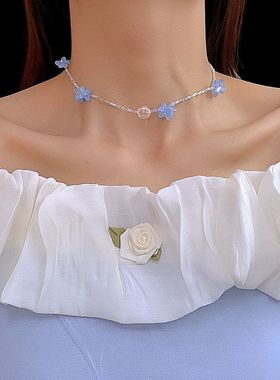 小红书同款彩色水晶串珠项链甜美