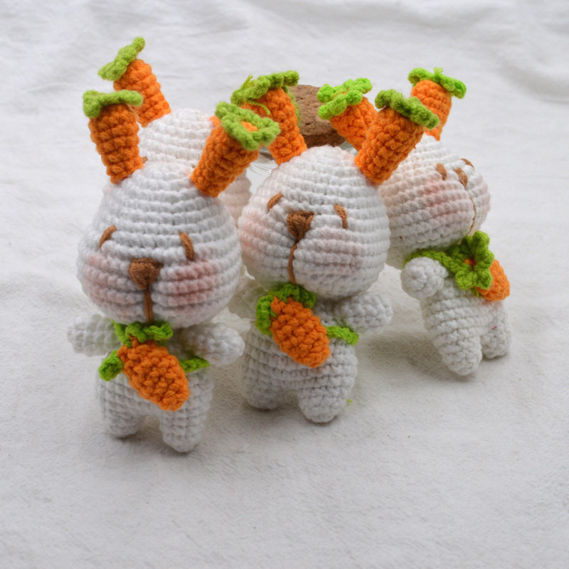 胡兔兔创意手工编织挂件 织女毛线钩织小玩偶 小动物包挂成品